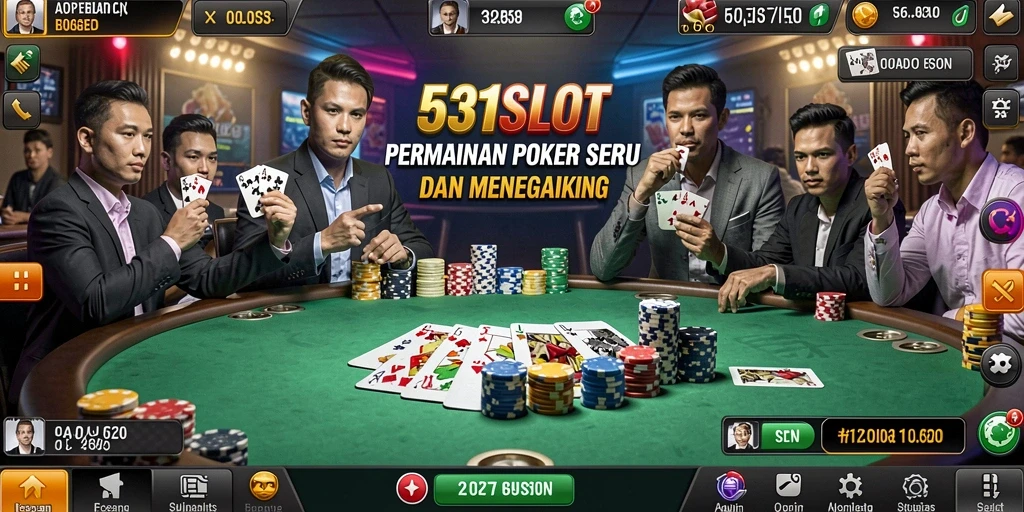 Tampilan gameplay poker yang mendebarkan di 531SLOT.