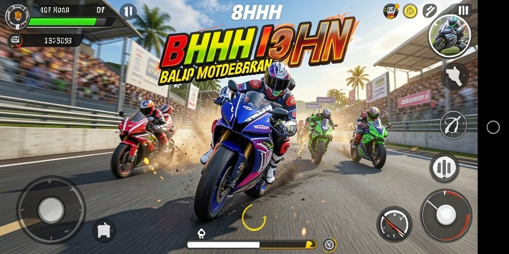 Tampilan gameplay seru dari balapan motor di 8HHH.