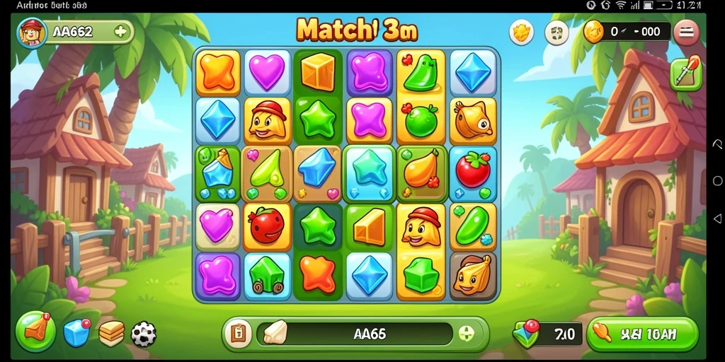 Tampilan gameplay seru AA62 dengan elemen Match-3 yang menantang.