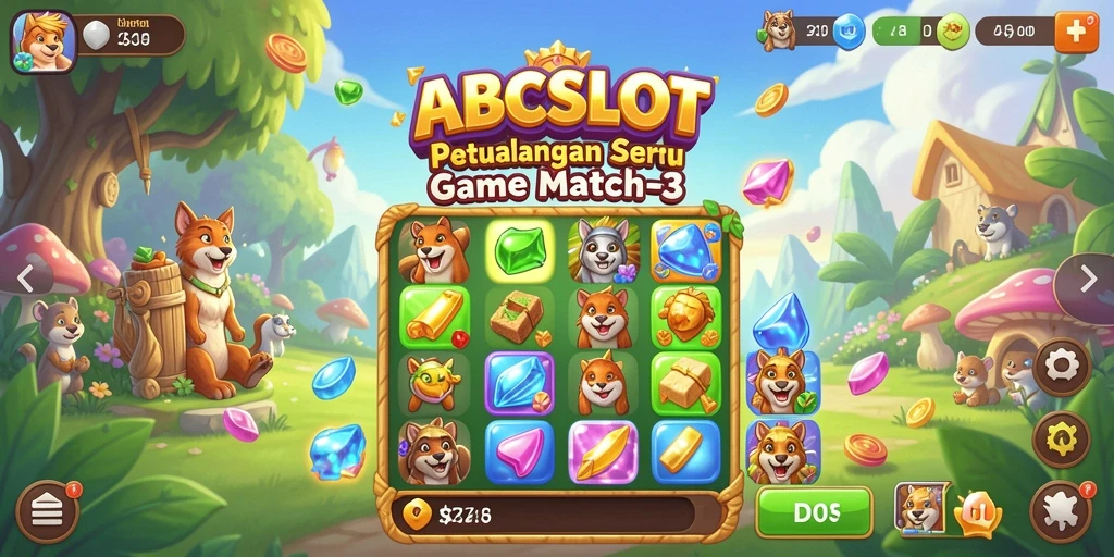 Tampilan menarik dari gameplay Match-3 di ABCSLOT.