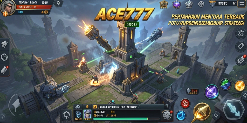 Tampilan gameplay <strong>ACE777</strong> yang intens dalam Tower Defense.