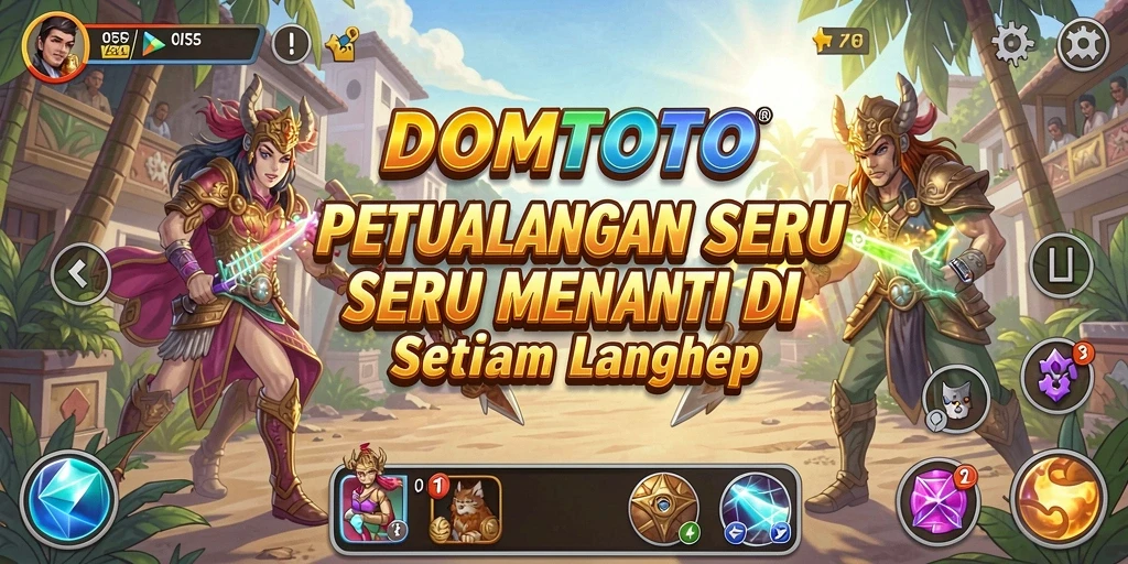 Tangkapan layar utama <strong>DOMTOTO</strong> menampilkan aksi petualangan yang mendebarkan.