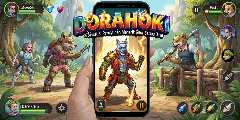 Tampilan gameplay penuh aksi dari DORAHOKI yang memukau.