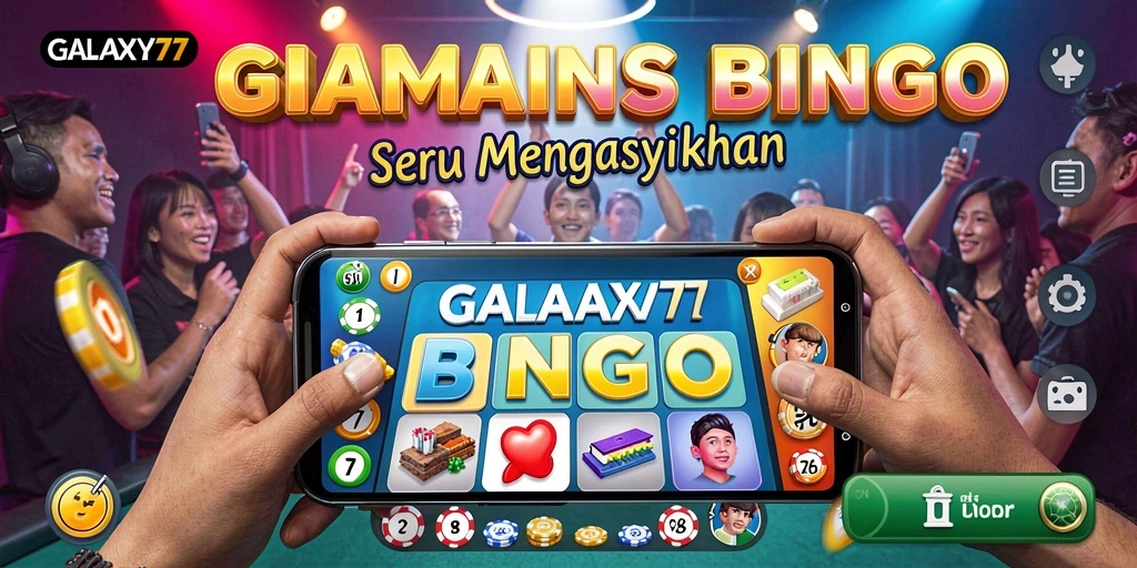 Screenshot GALAXY77 menampilkan gameplay Bingo yang seru.