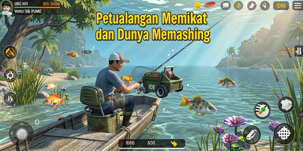 Screenshot utama ID66 menampilkan aksi memancing yang memukau.