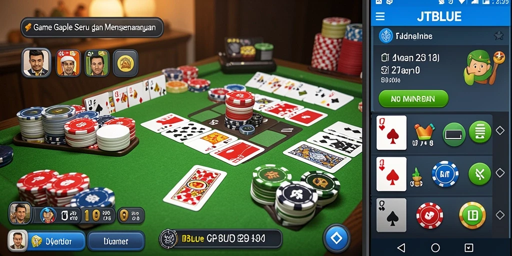 Screenshot gameplay JTBLUE yang menunjukkan serunya bermain Gaple.