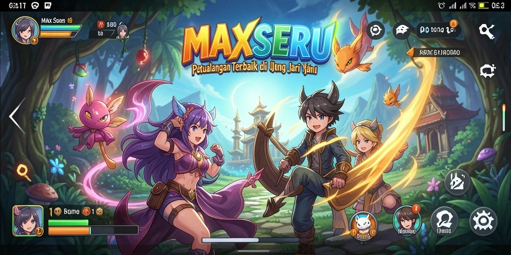 Tampilan luar biasa dari gameplay <strong>MAXSERU</strong> dengan karakter anime yang dinamis.