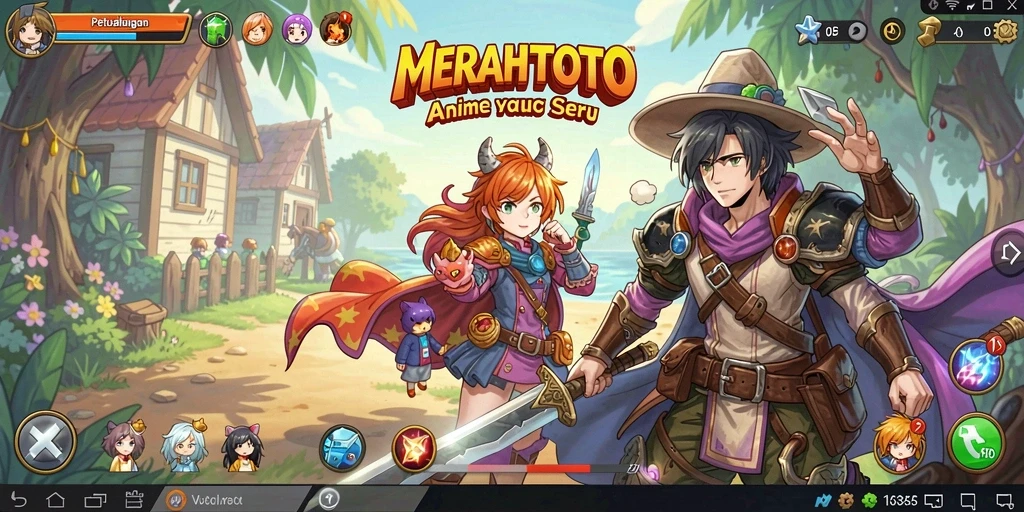 Screenshot dari gameplay seru MERAHTOTO dengan karakter anime yang menarik.