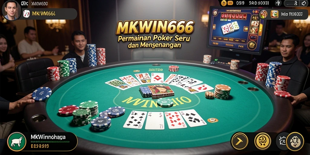 Screenshot gameplay MKWIN666 menampilkan suasana seru pertandingan Poker.