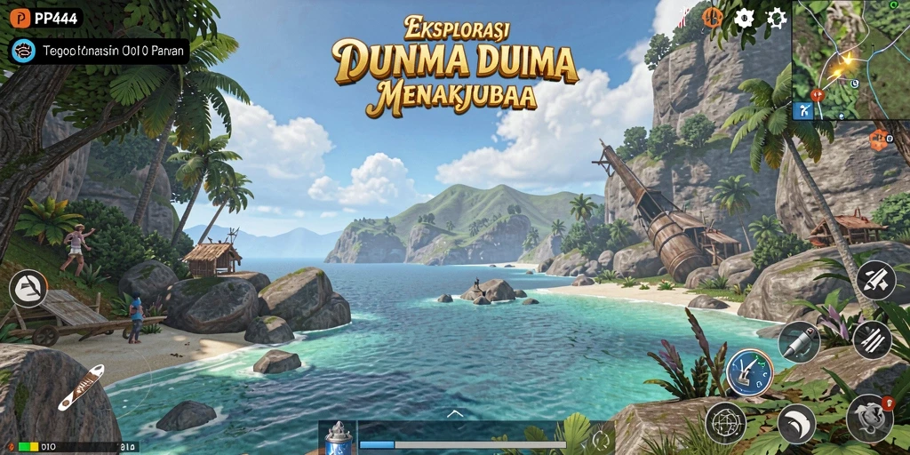 Tampilan gameplay PP444 yang menakjubkan saat menjelajahi dunia terbuka.