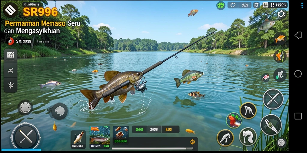 Tampilan gameplay SR996 dengan aksi memancing yang seru dan menarik.