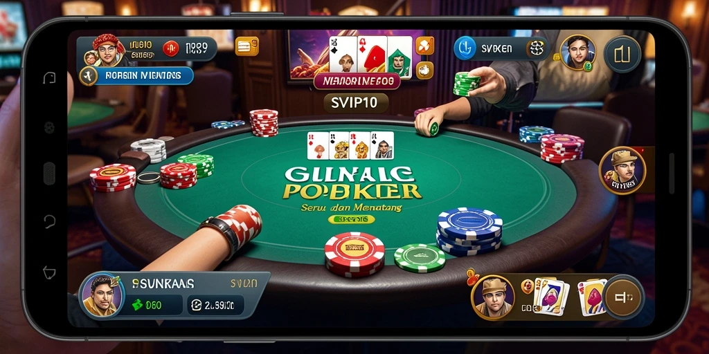 Screenshot gameplay SVIP10 menampilkan suasana Poker yang mengesankan dan menarik.