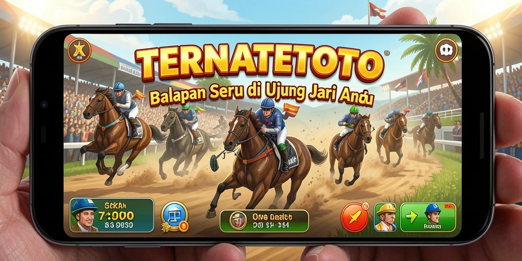 Tampilan gameplay seru dalam TERNATETOTO dengan mobil melaju kencang di lintasan.