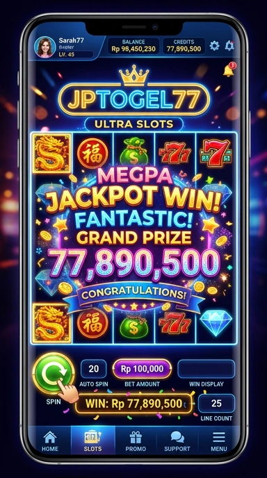 Screenshot fitur-fitur menarik dari aplikasi jptogel77.